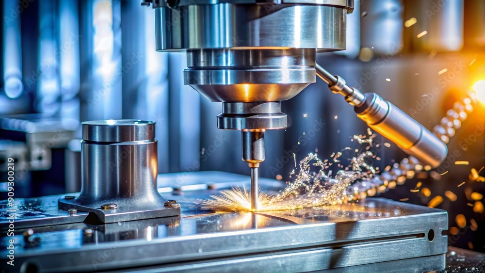 Industrial Laser Cutting Machine in Action, Closeup of Metal Cutting Process, Sparks and Smoke, Manufacturing Technology, laser cutting, industrial, manufacturing Industrial Laser Cutting Machine in Action, Closeup of Metal Cutting Process, Sparks and Smoke, Manufacturing Technology, laser cutting, industrial, manufacturing