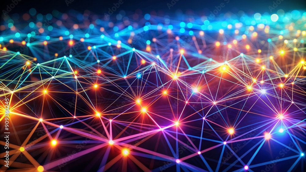 Fototapeta premium Interconnected Glowing Network, Abstract, Digital, Technology, Connectivity