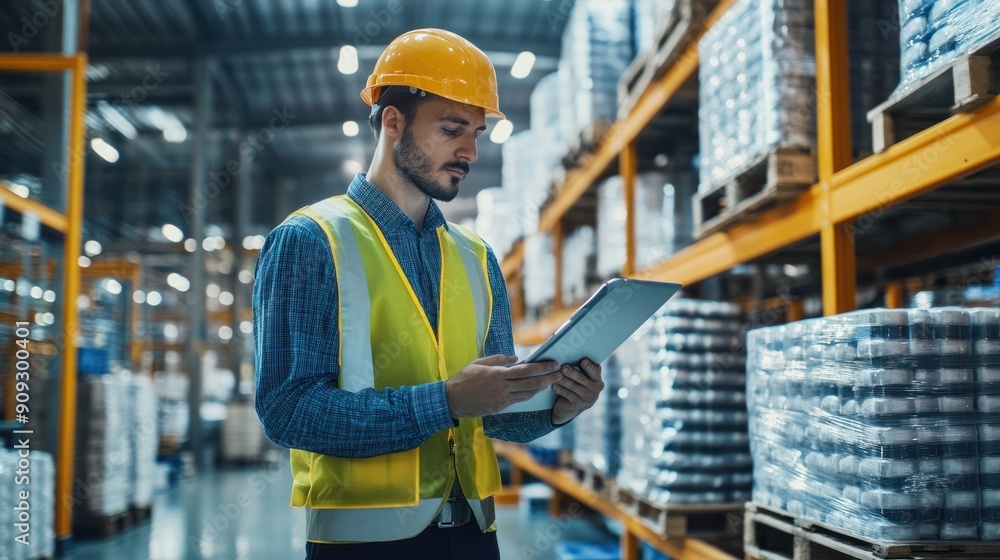 Warehouse Worker Checking Inventory Warehouse Worker Checking Inventory