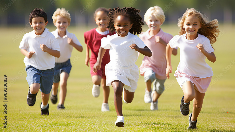 Joyful Diversity: Children Racing Towards a Bright Future, generative ai Joyful Diversity: Children Racing Towards a Bright Future, generative ai