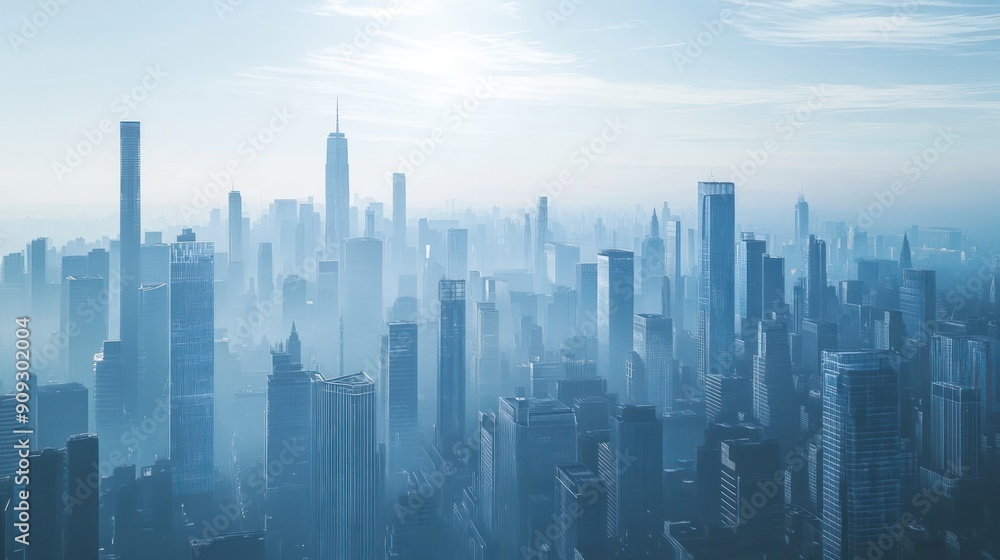 Fototapeta premium Skyline City Fog