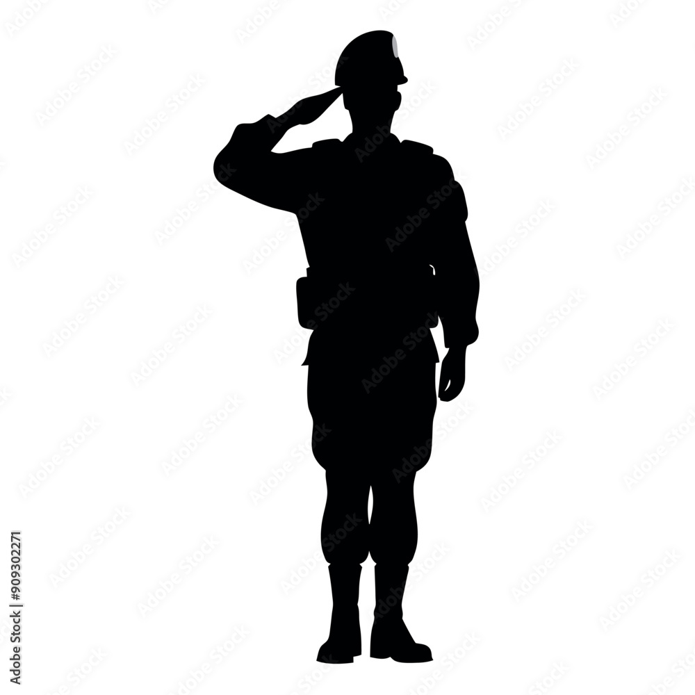 a army soildier stand and salute position, vector silhouette isolated white background a army soildier stand and salute position, vector silhouette isolated white background
