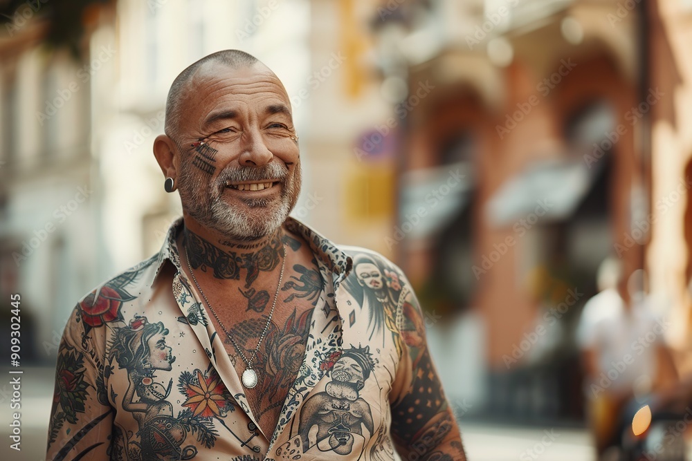 Handsome beard man with a lot of tattoos on his body Handsome beard man with a lot of tattoos on his body