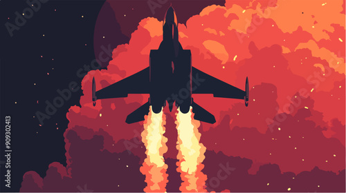 Illustration of a jet fighter. Air force. Military aircraft. Plane.