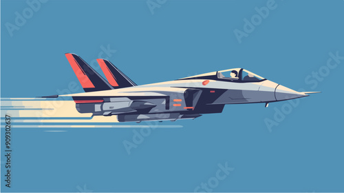 Illustration of a jet fighter. Air force. Military aircraft. Plane.