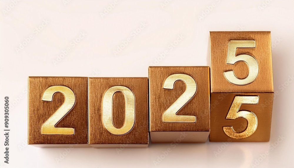 Golden 2025: A Bright Start to the New Year on a Clean White Background Golden 2025: A Bright Start to the New Year on a Clean White Background
