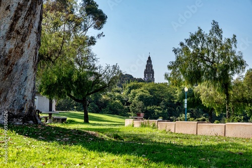 Obraz na płótnie Downtown San Diego as viewed from the grounds around Balboa Park w salonie