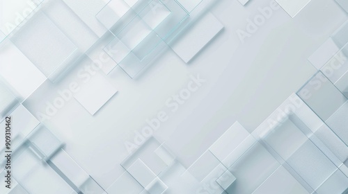 Minimalist Business Tech Web Banner Header Poster with Grey Border  Light Blue Squares  and Grey Checkered Patterns on White Background. Flat Color Blocks with Copy Space.  