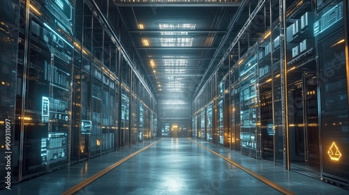Futuristic Server Room - Data Center Technology