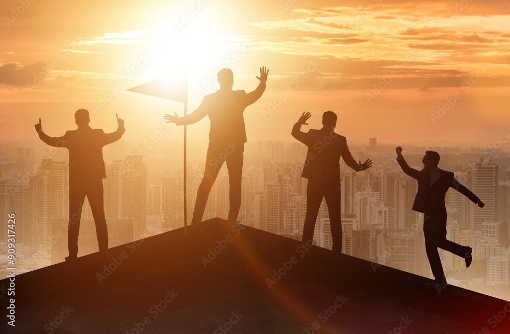 Businessmen in achievement and teamwork concept Businessmen in achievement and teamwork concept