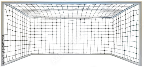 Soccer football sport game goal frame with net isolated on transparent background. Championship match score kick  tournament league  mesh grid object