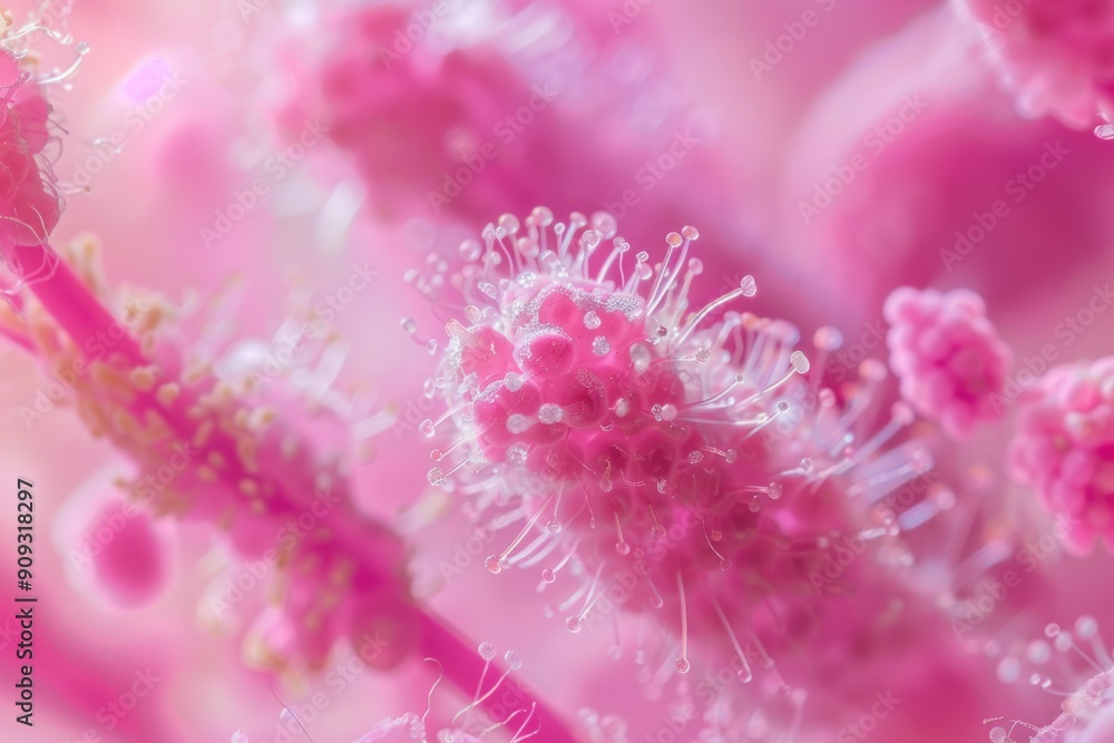 Close up of a pink flower showing off its reproductive organs Close up of a pink flower showing off its reproductive organs