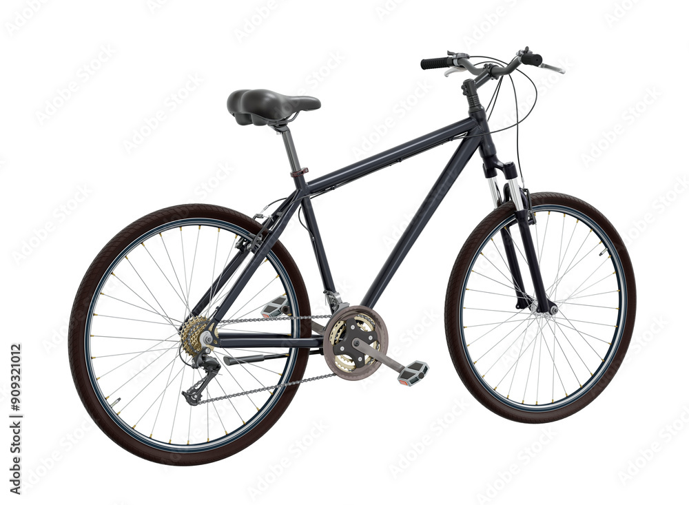 Black bicycle, top back view. Black leather saddle and handles. Png clipart isolated on transparent background Black bicycle, top back view. Black leather saddle and handles. Png clipart isolated on transparent background