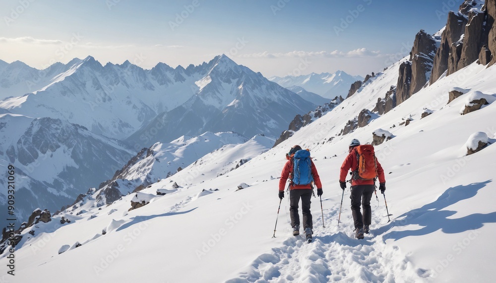 climbers making their way up the snow-covered mountainside one after the other
climbers making their way up the snow-covered mountainside one after the other