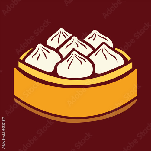 Chinese food dimsum logo illustration