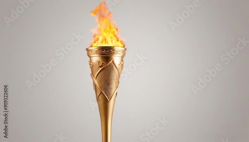 the burning Olympic torch, isolated light background 