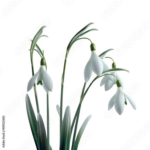 spring snowdrop flowers on white background render  photo