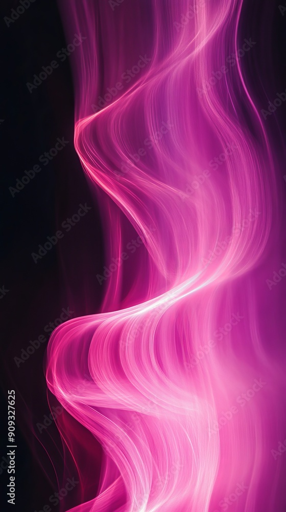 Abstract pink light waves on a dark background, flowing glowing lines. Abstract pink light waves on a dark background, flowing glowing lines.