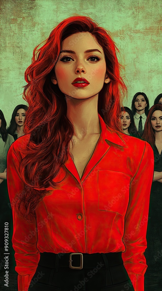 Female Portrait with Red Hair Against Dark Background Female Portrait with Red Hair Against Dark Background