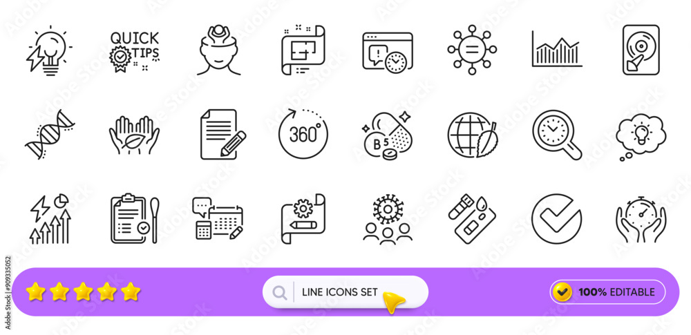 Chemistry dna, 360 degrees and Fair trade line icons for web app. Pack of Article, Nasal test, Quick tips pictogram icons. Timer, Coronavirus, Ethics signs. Pantothenic acid, Stress. Vector Chemistry dna, 360 degrees and Fair trade line icons for web app. Pack of Article, Nasal test, Quick tips pictogram icons. Timer, Coronavirus, Ethics signs. Pantothenic acid, Stress. Vector