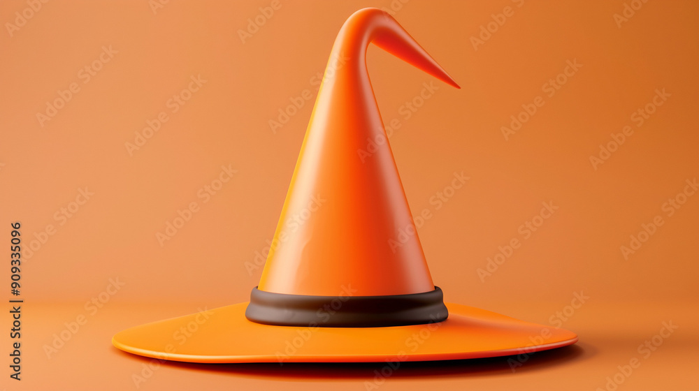 Mystical witch hat for Halloween on an orange background. Mystical witch hat for Halloween on an orange background.