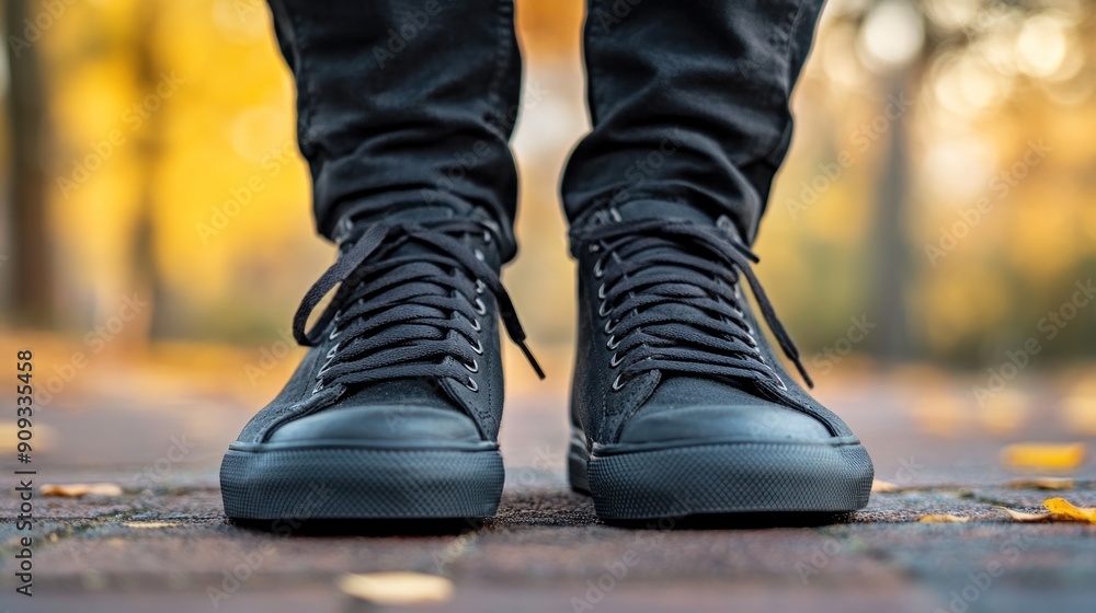 Black Canvas Shoes in Autumn Black Canvas Shoes in Autumn