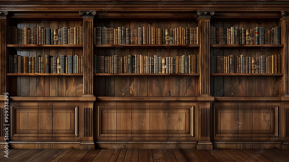 Wall wooden background classical library books or library Wall wooden background classical library books or library