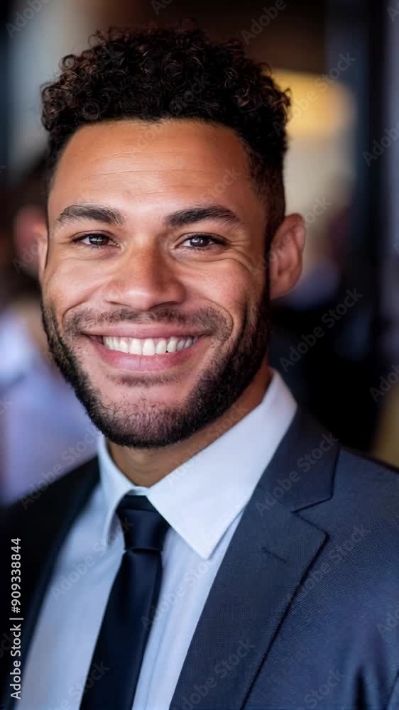 A friendly Black man in formal attire enjoys a networking event in the city A friendly Black man in formal attire enjoys a networking event in the city