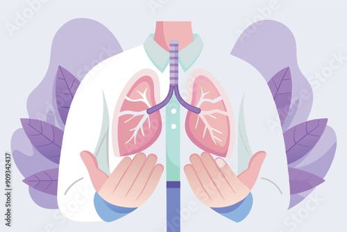 Doctors hands holding human lungs. Medical pulmonological care concept design