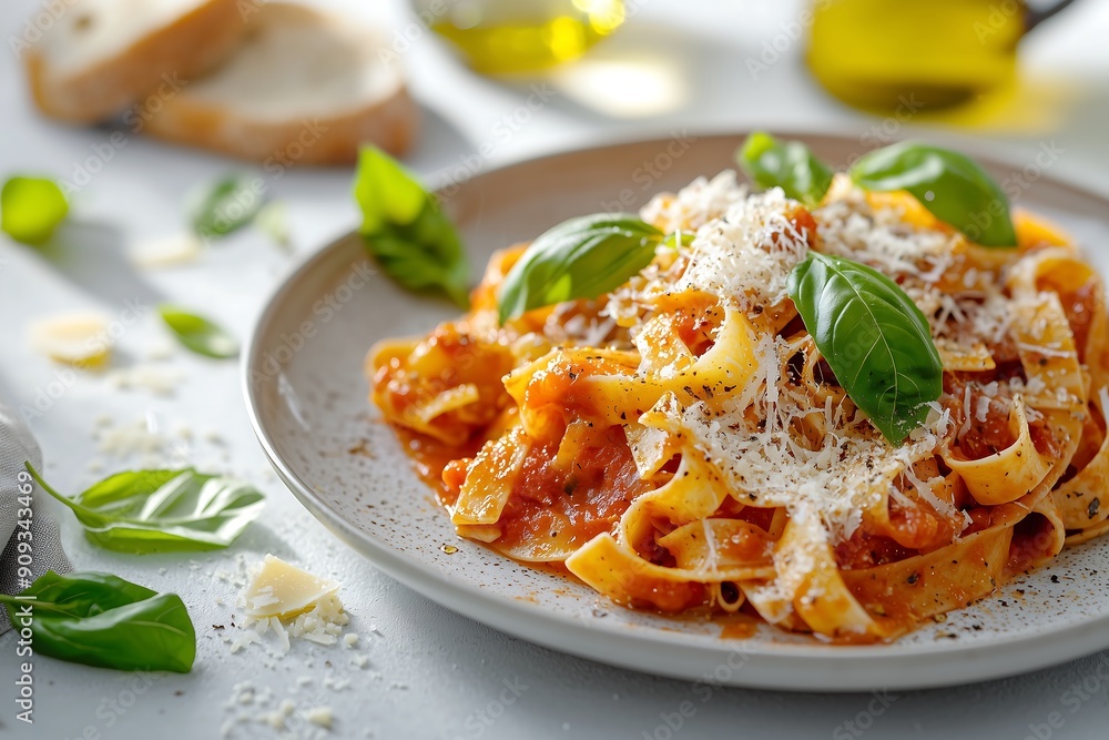 Classic Italian Pasta Dish with Rich Tomato Sauce Fresh Basil and Parmesan Cheese Capturing the Essence of Traditional Italian Cuisine Perfect for Gourmet Food Photography Classic Italian Pasta Dish with Rich Tomato Sauce Fresh Basil and Parmesan Cheese Capturing the Essence of Traditional Italian Cuisine Perfect for Gourmet Food Photography