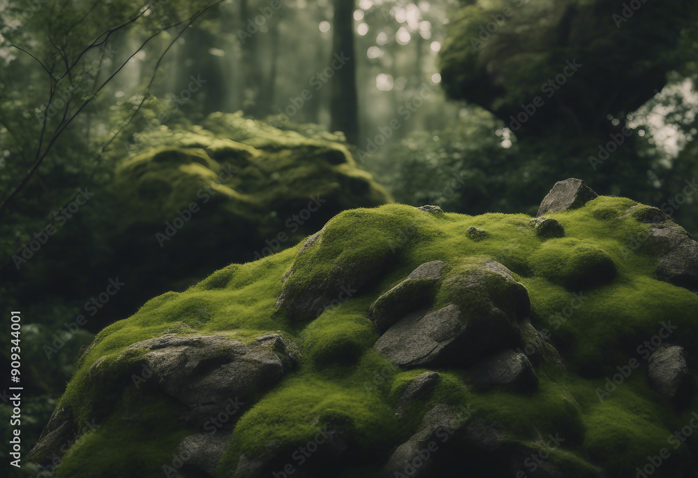 Large rocks with overgrown foliage and moss plants and foliage around green nature isolated on trans Large rocks with overgrown foliage and moss plants and foliage around green nature isolated on trans