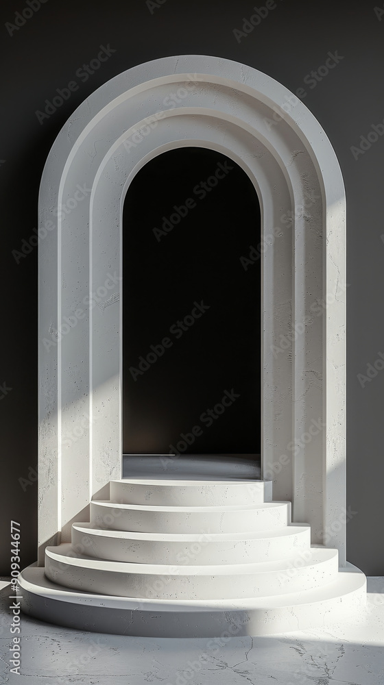 Minimalist White Podium with Dark Background Minimalist White Podium with Dark Background