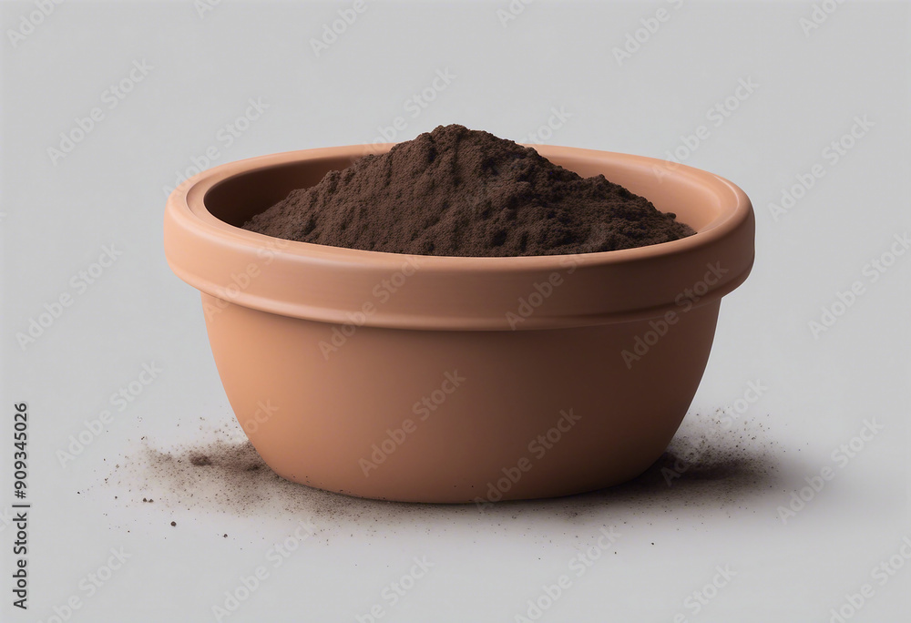 Set of clay pot full with soil isolated on transparent background Set of clay pot full with soil isolated on transparent background