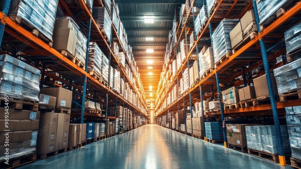 Warehouse Interior with Stacked Boxes Warehouse Interior with Stacked Boxes