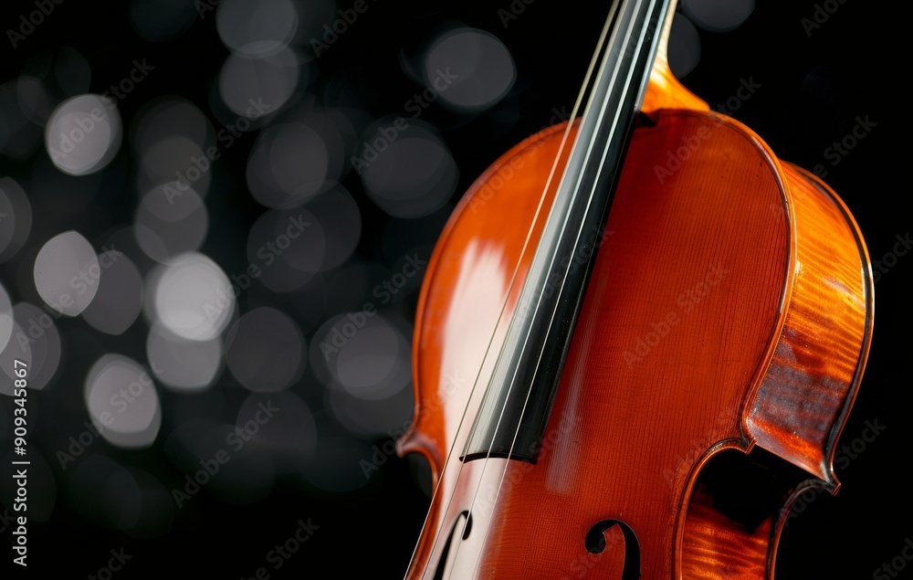 Fototapeta premium Close-Up of Violin Strings Against a Dark Background