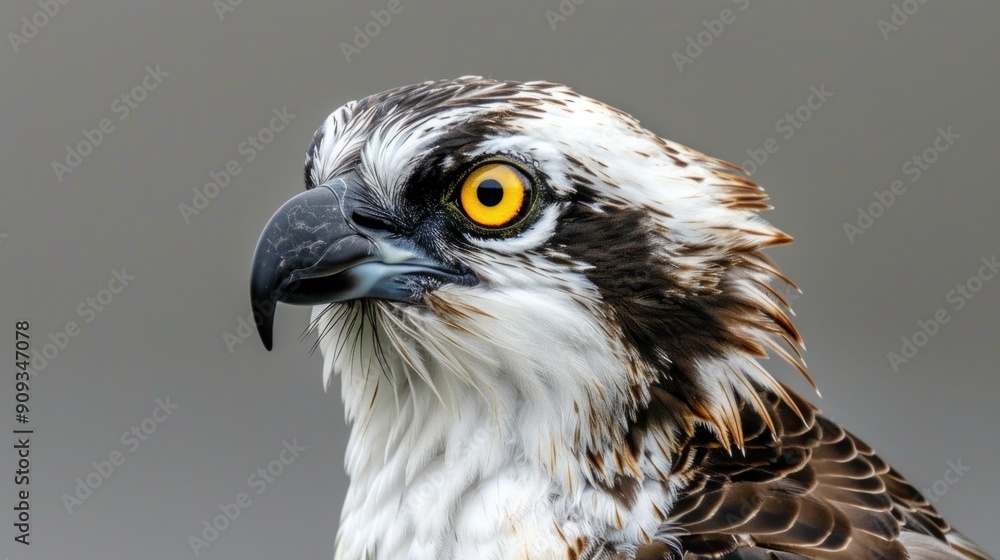 a sharp-eyed osprey portrait by a river a sharp-eyed osprey portrait by a river