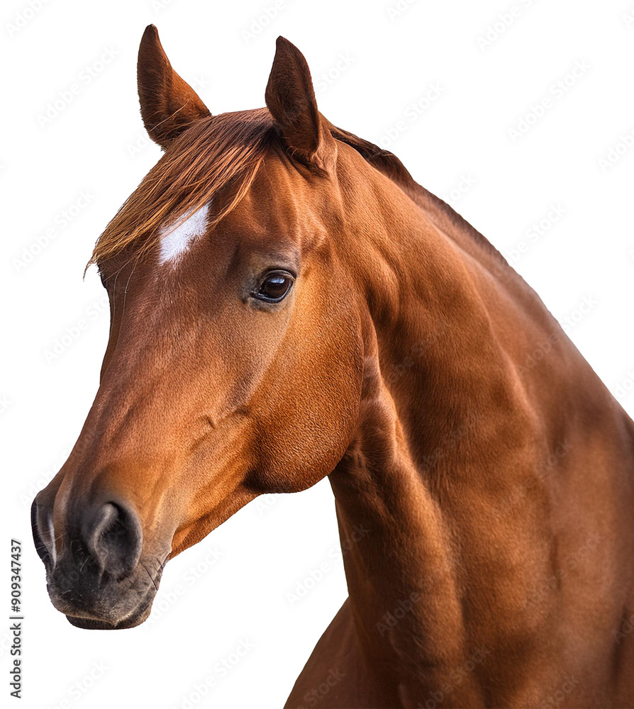 Obraz premium Arabian horse head on transparent background. PNG.