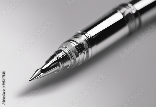 Silver pen shiny ball pen isolated on transparent background