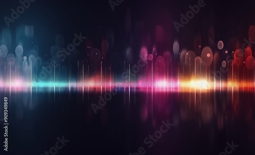 Colorful Sound Waves Against a Blurred Night City Background