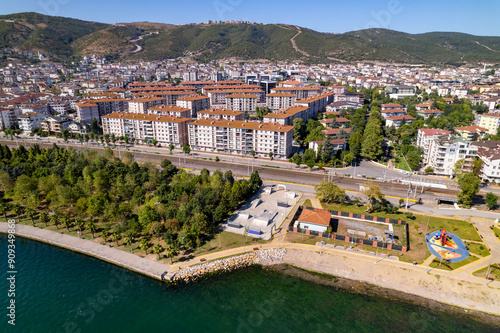 Korfez, Kocaeli, Turkey. Korfez is a town in Kocaeli province, Turkey. Aerial view with drone. photo