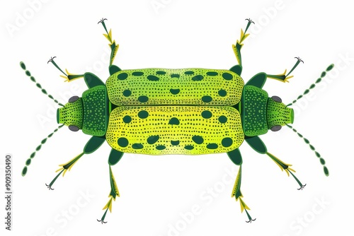 Close-up maco shot of a golden green tortoise beetle insect isolated on a white background. Beautiful simple AI generated image in 4K, unique. photo