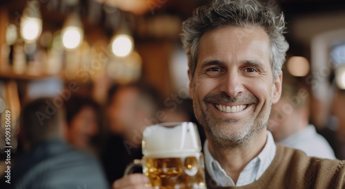 Man Holding Beer in Festival Crowd During Evening Celebration