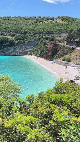 Vertical footage of Greek seascape. Beautiful beaches of Zakhyntos Island.