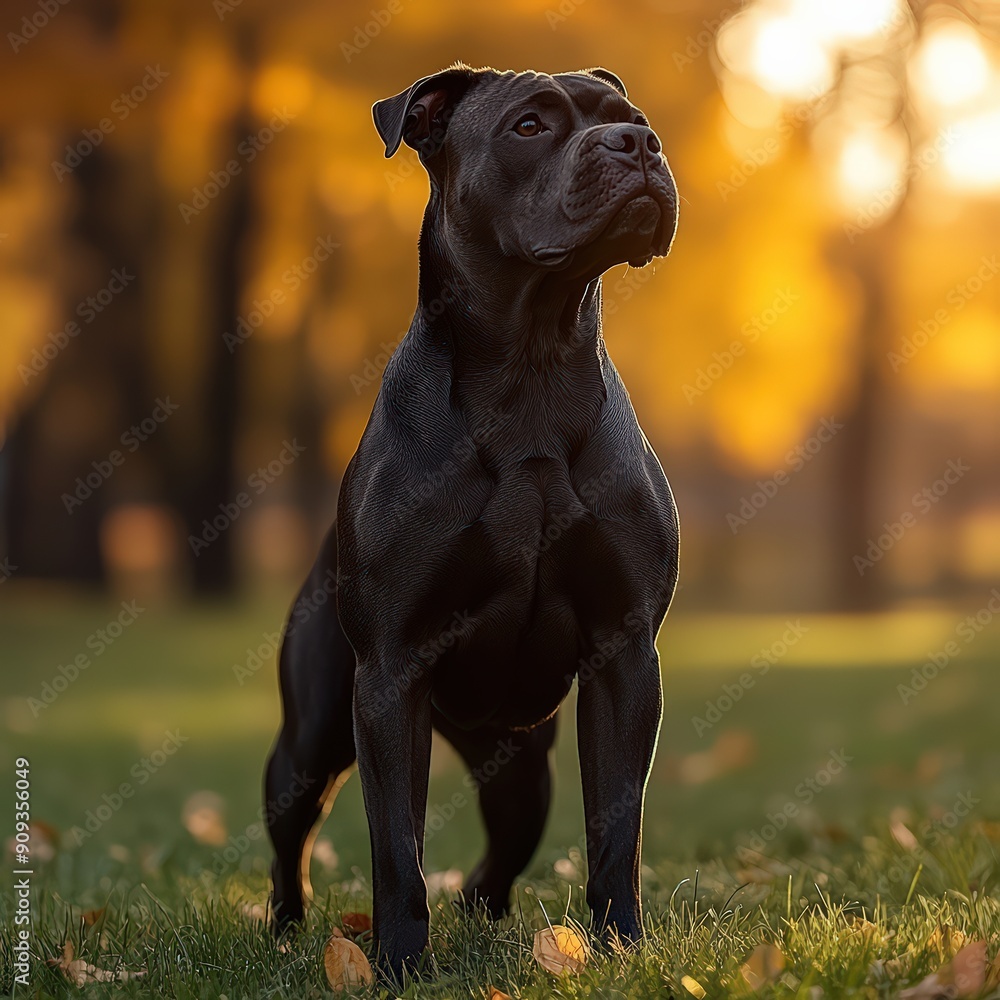 Italian mastiff Cane Corso dog standing in the park isolated Italian mastiff Cane Corso dog standing in the park isolated