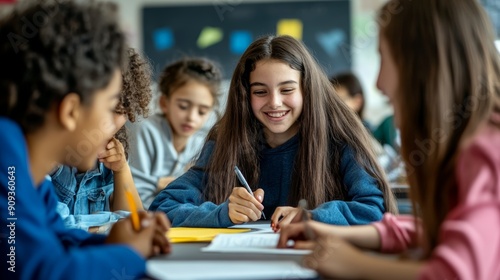 group of students talking
