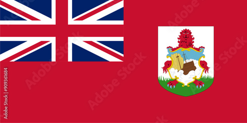 Bermuda national flag. Vector illustration of Standart size 