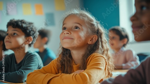 Diverse Kids Back to School in Classroom