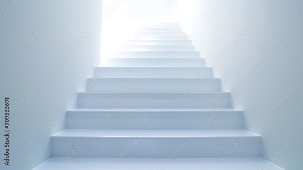 Ascending to Success - Abstract Staircase Leading to Light, Business Achievement Concept with Copy Space Ascending to Success - Abstract Staircase Leading to Light, Business Achievement Concept with Copy Space