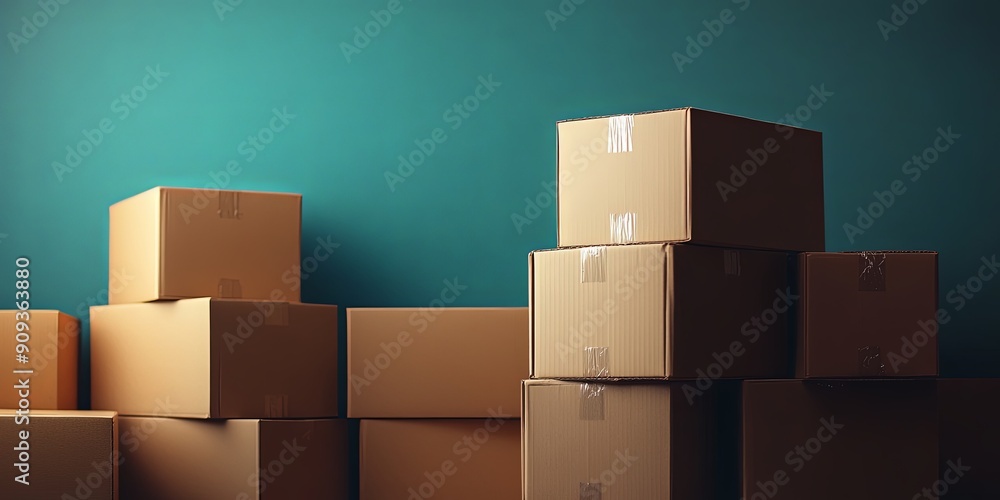 Organized Stack of Cardboard Boxes for Moving Organized Stack of Cardboard Boxes for Moving
