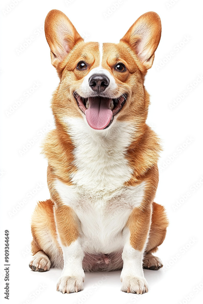 Happy Welsh Corgi Puppy, Dog Winking and Panting, Sitting Isolated on White Background, Adorable Corgi Expression, Playful Puppy, Cute Dog Portrait, Joyful Pet Image Happy Welsh Corgi Puppy, Dog Winking and Panting, Sitting Isolated on White Background, Adorable Corgi Expression, Playful Puppy, Cute Dog Portrait, Joyful Pet Image
